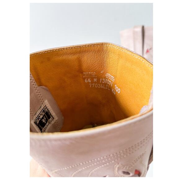 **SOLD** Pink Austin Cut Out Cowboy Western Campus Leather Mid Boots 6.5 - Picture 11 of 13